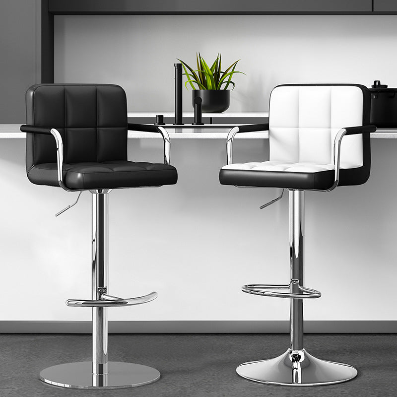 Minimalist Leather Steel Bar Stool — A