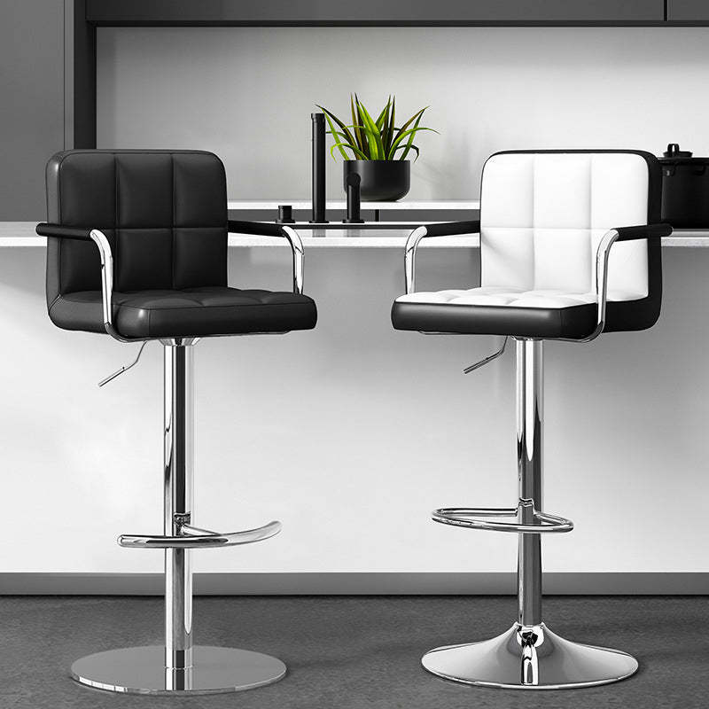 Minimalist Leather Steel Bar Stool — A