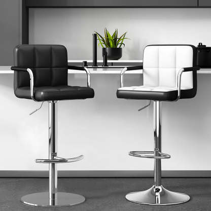 Minimalist Leather Steel Bar Stool — A