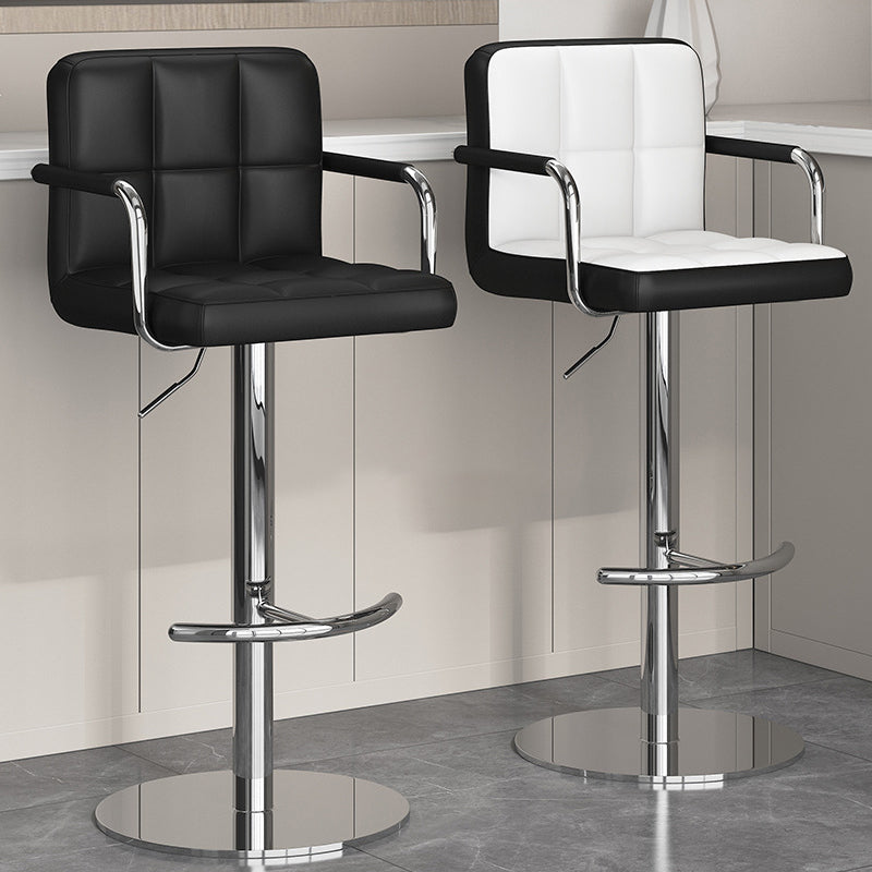 Minimalist Leather Steel Bar Stool — B