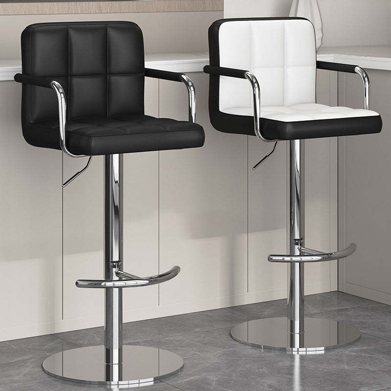 Minimalist Leather Steel Bar Stool — B
