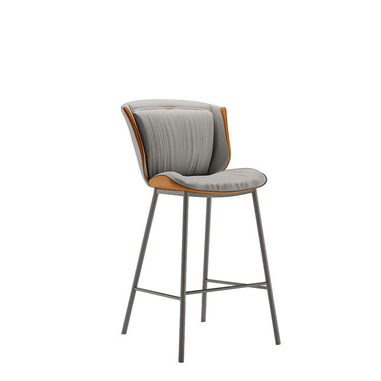 Modern Trapezoid Microfiber Leather Bar Stool
