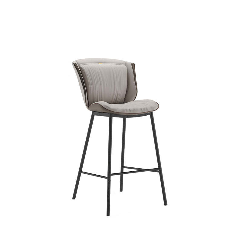 Modern Trapezoid Microfiber Leather Bar Stool