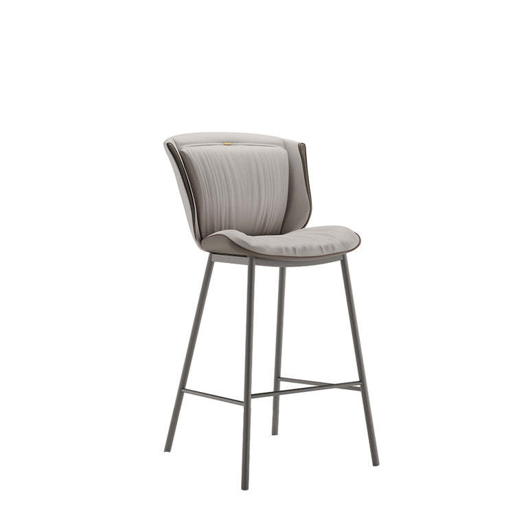 Modern Trapezoid Microfiber Leather Bar Stool