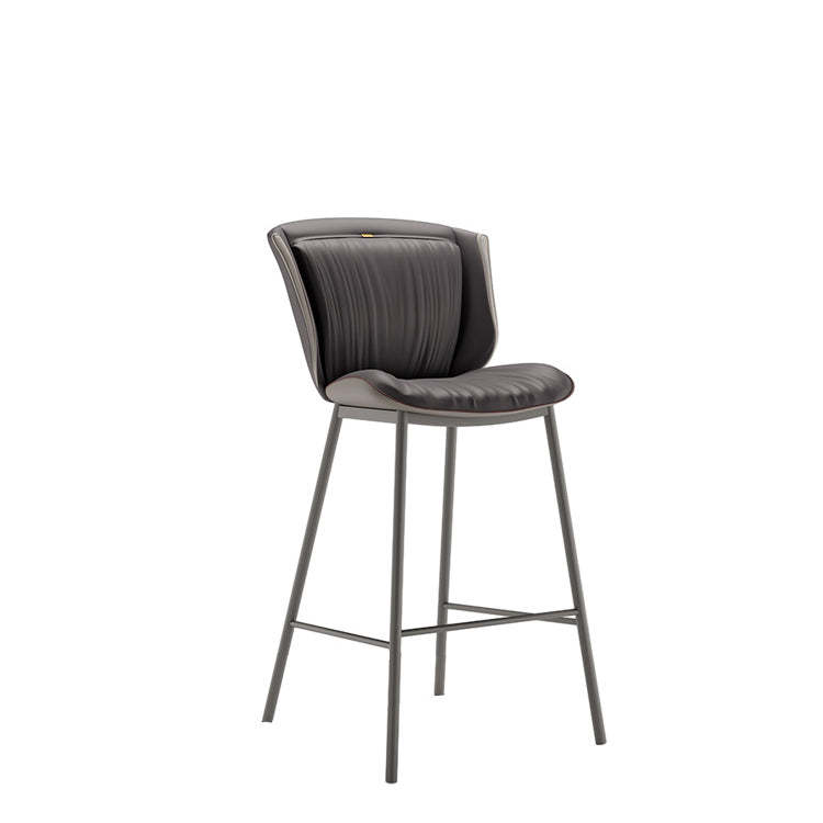 Modern Trapezoid Microfiber Leather Bar Stool