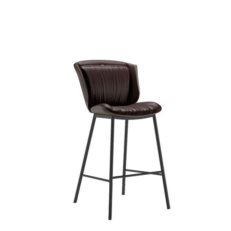 Luxury trapezoid microfiber blue leather steel fabric bar & counter stools