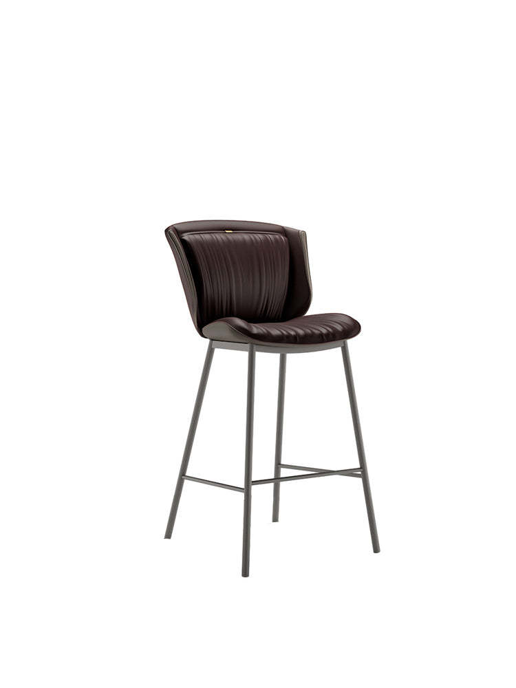 Modern Trapezoid Microfiber Leather Bar Stool