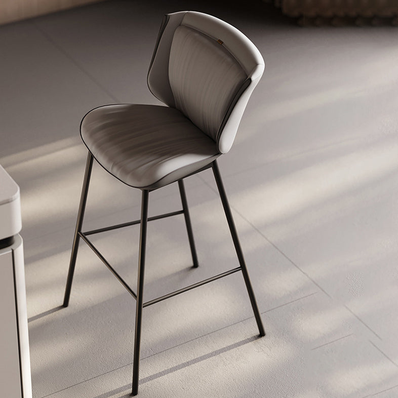 Modern Trapezoid Microfiber Leather Bar Stool — B