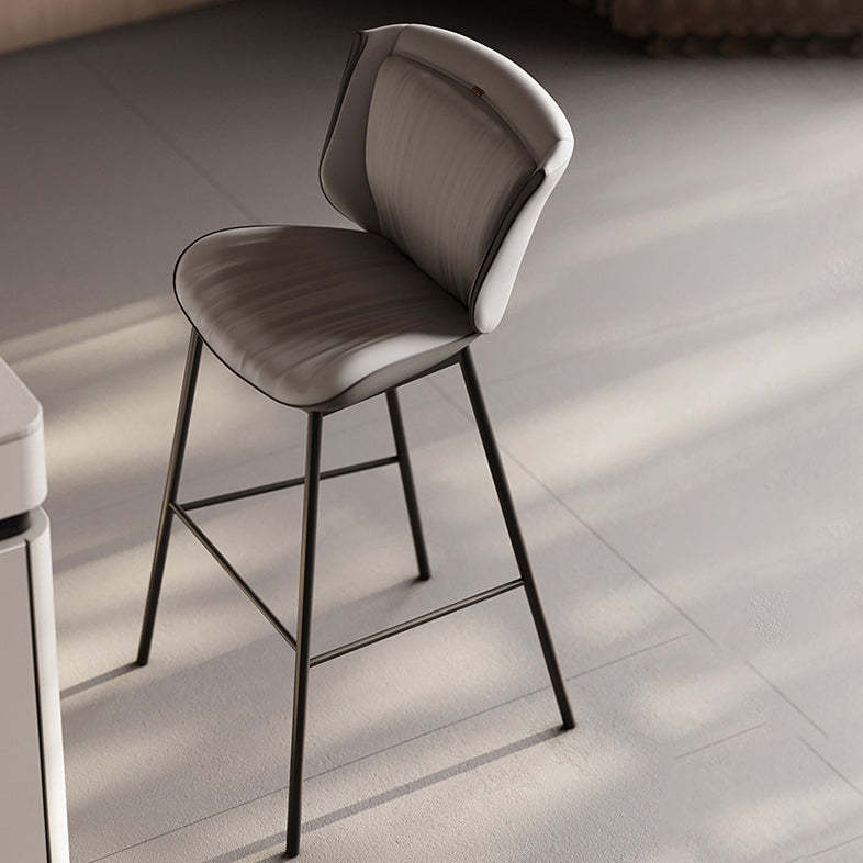 Modern Trapezoid Microfiber Leather Bar Stool — B