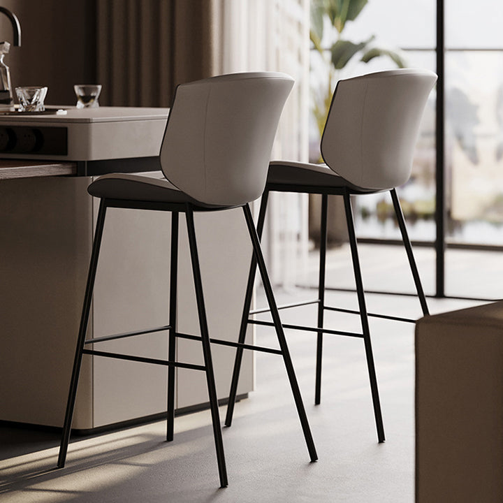 Modern Trapezoid Microfiber Leather Bar Stool — C