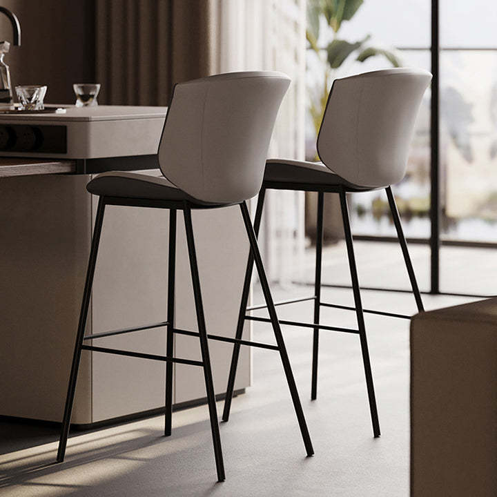 Modern Trapezoid Microfiber Leather Bar Stool — C