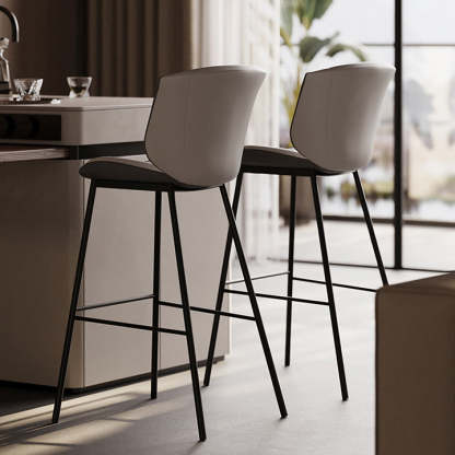 Modern Trapezoid Microfiber Leather Bar Stool — C