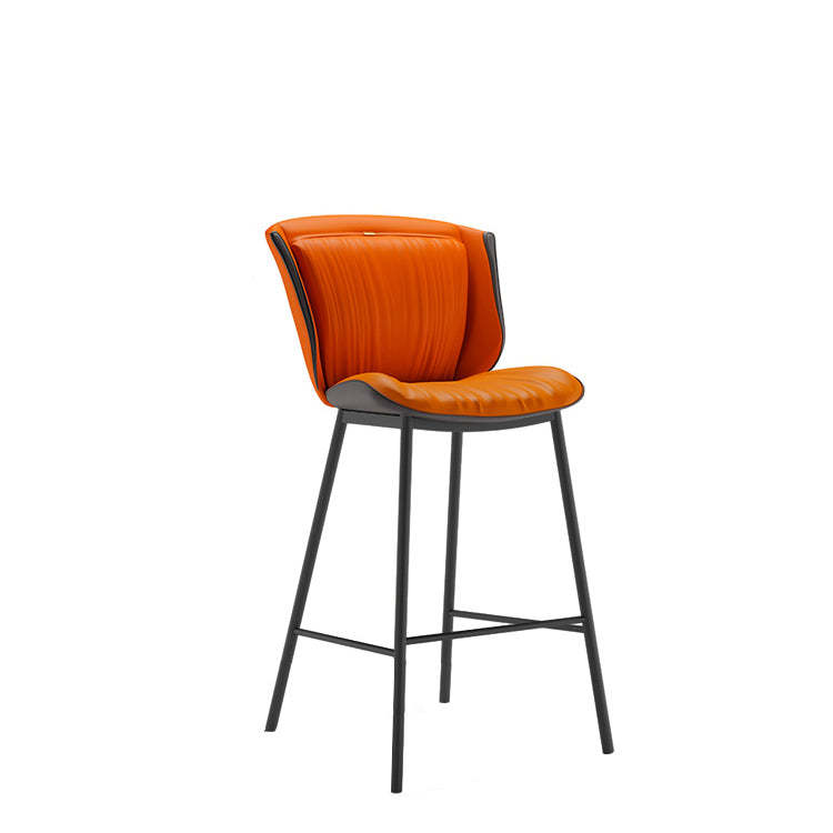 Modern Trapezoid Microfiber Leather Bar Stool