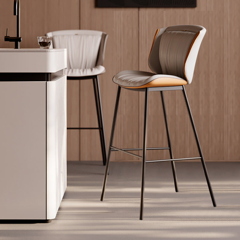 Modern Trapezoid Microfiber Leather Bar Stool — G