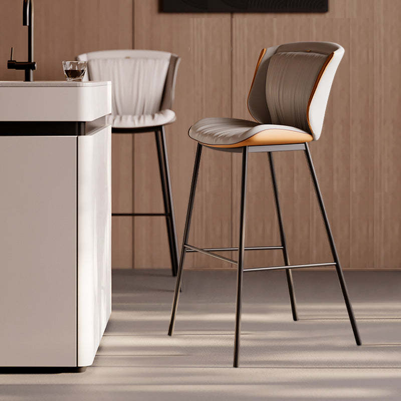 Modern Trapezoid Microfiber Leather Bar Stool — G