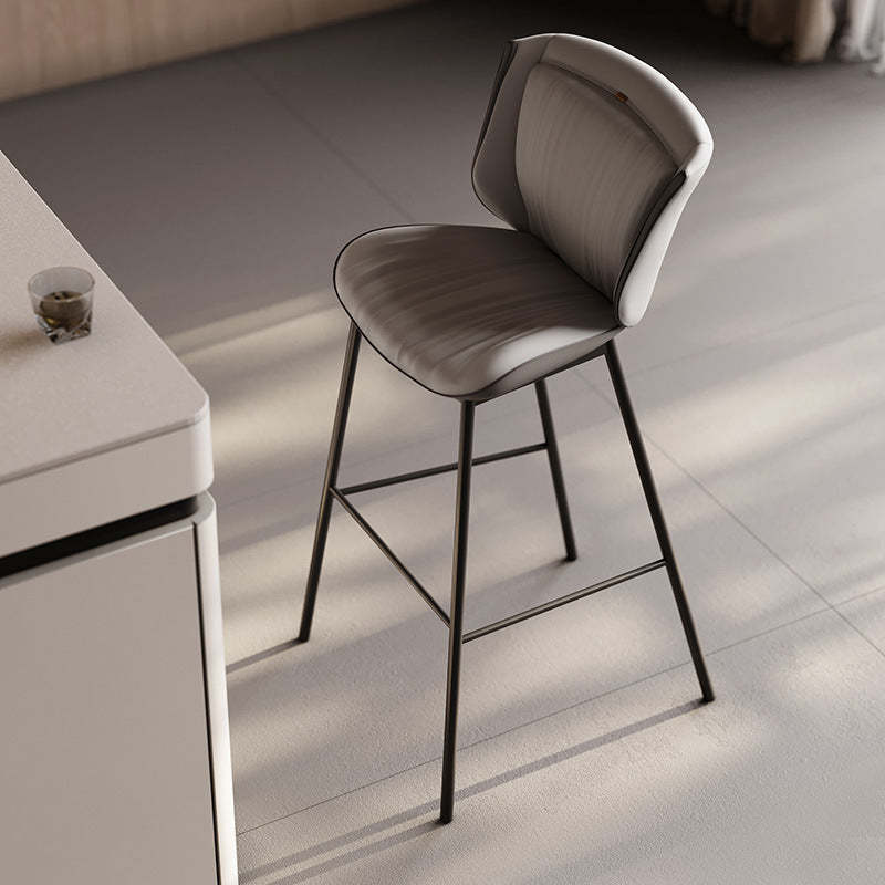 Modern Trapezoid Microfiber Leather Bar Stool — H