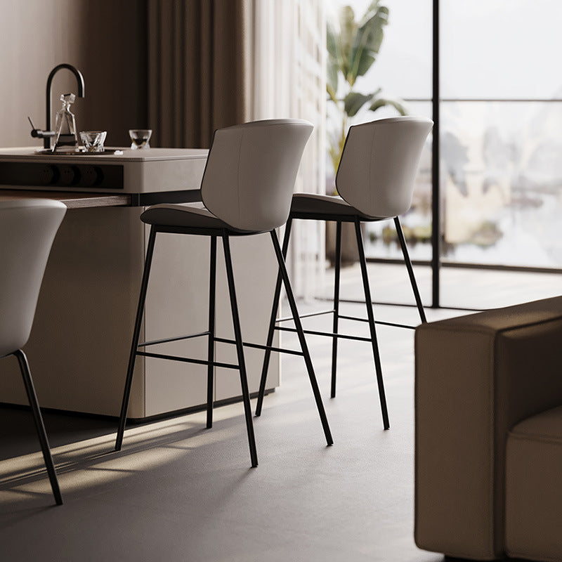 Modern Trapezoid Microfiber Leather Bar Stool — I