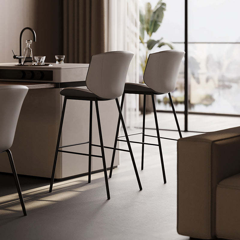 Modern Trapezoid Microfiber Leather Bar Stool — I