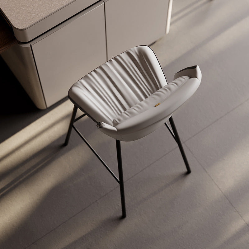 Modern Trapezoid Microfiber Leather Bar Stool — J