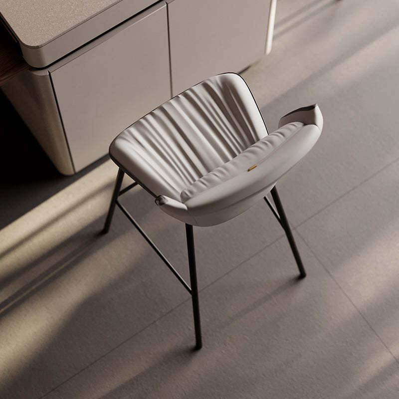 Modern Trapezoid Microfiber Leather Bar Stool — J