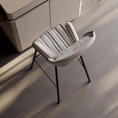 Modern Trapezoid Microfiber Leather Bar Stool — J
