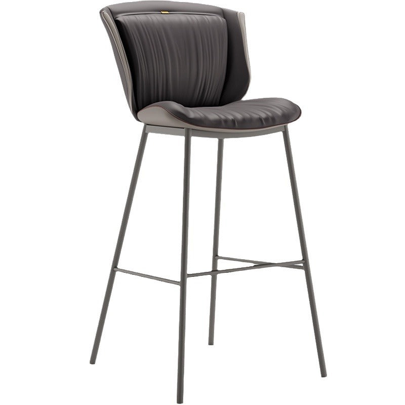 Modern Trapezoid Microfiber Leather Bar Stool