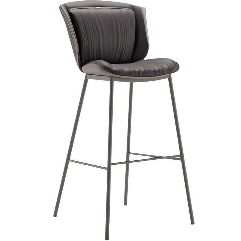 Modern Trapezoid Microfiber Leather Bar Stool