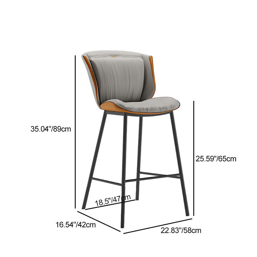 Modern Trapezoid Microfiber Leather Bar Stool — D