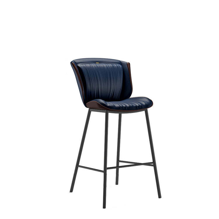 Modern Trapezoid Microfiber Leather Bar Stool