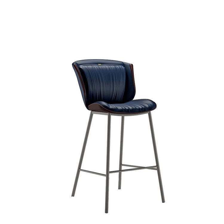 Modern Trapezoid Microfiber Leather Bar Stool