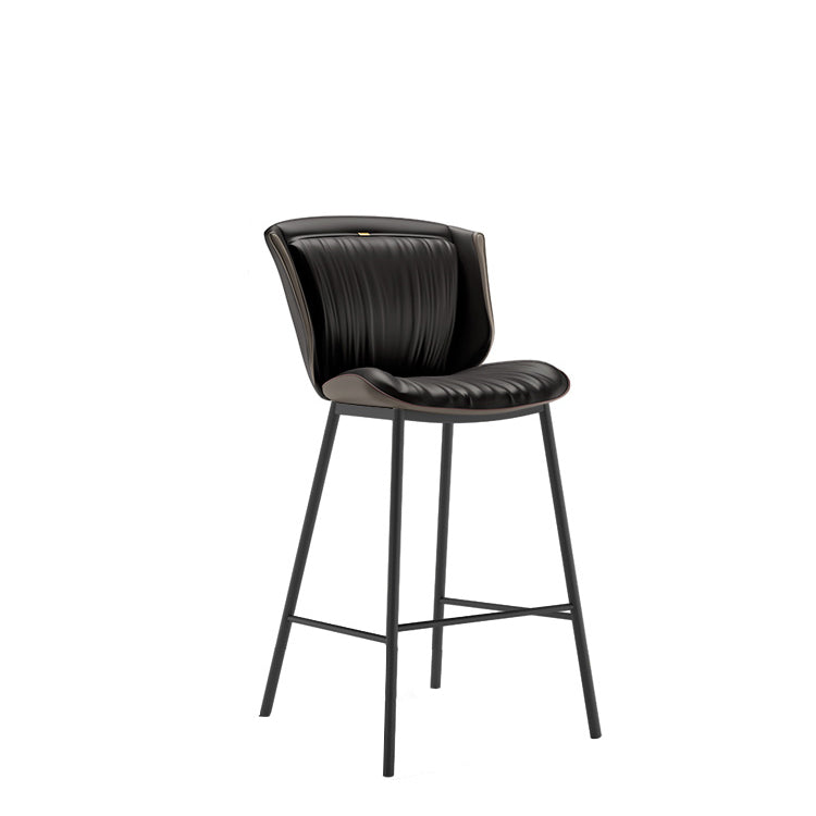 Modern Trapezoid Microfiber Leather Bar Stool
