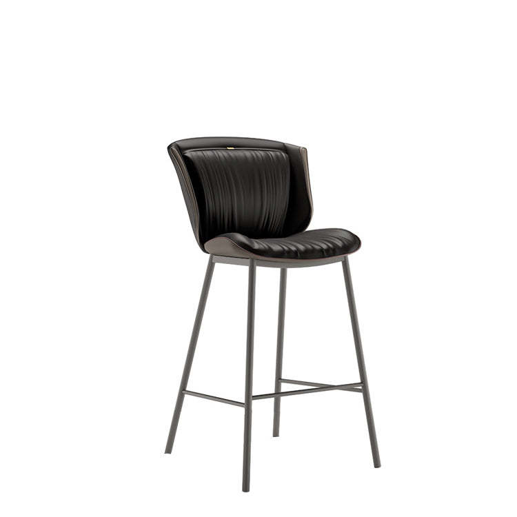 Modern Trapezoid Microfiber Leather Bar Stool
