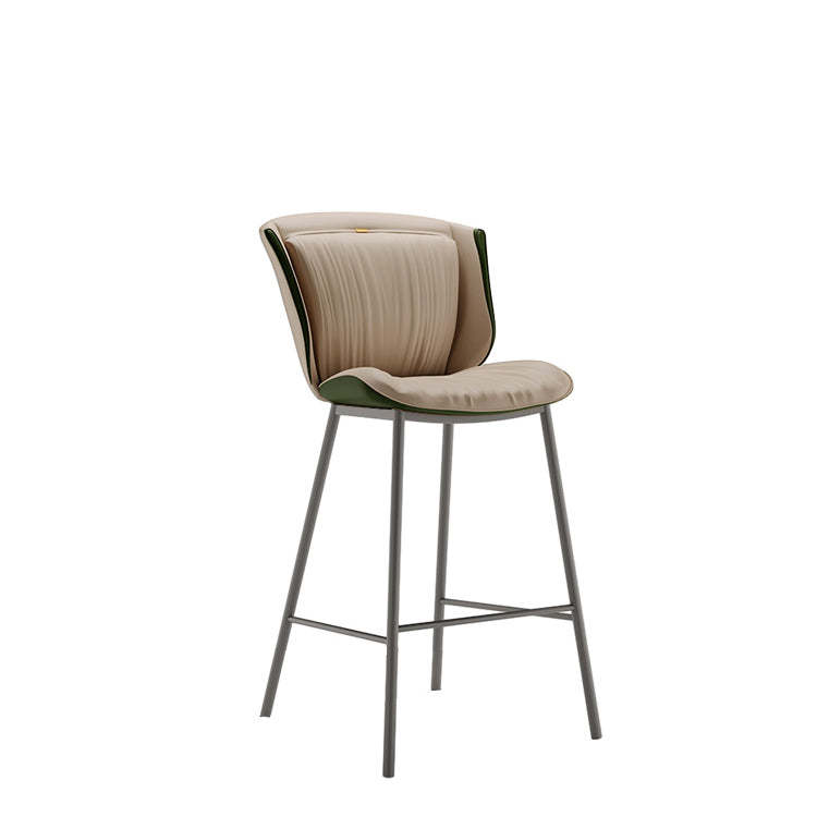 Modern Trapezoid Microfiber Leather Bar Stool