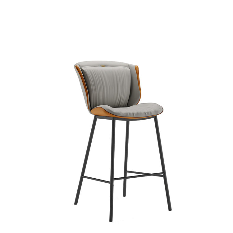 Modern Trapezoid Microfiber Leather Bar Stool