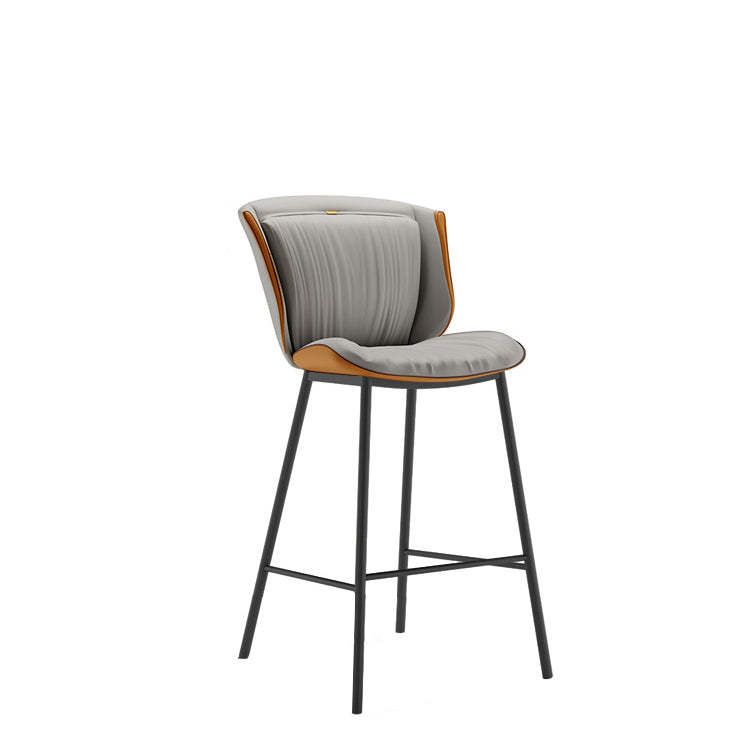 Modern Trapezoid Microfiber Leather Bar Stool