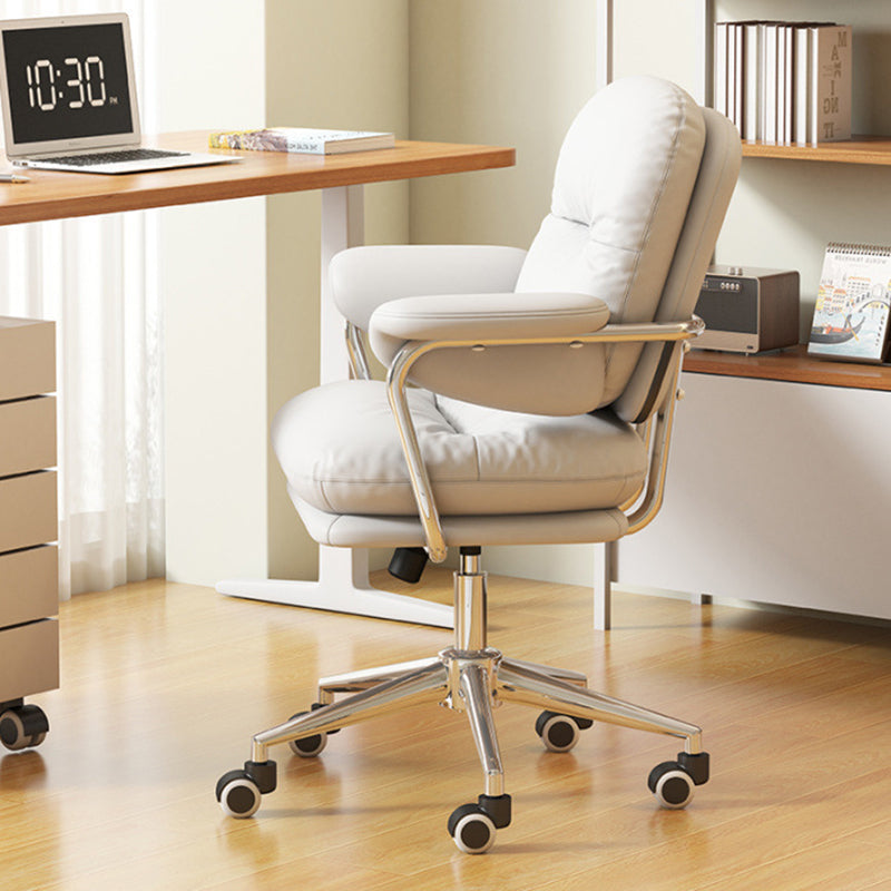 Nordic PU Leather Steel Desk Chair — Khaki