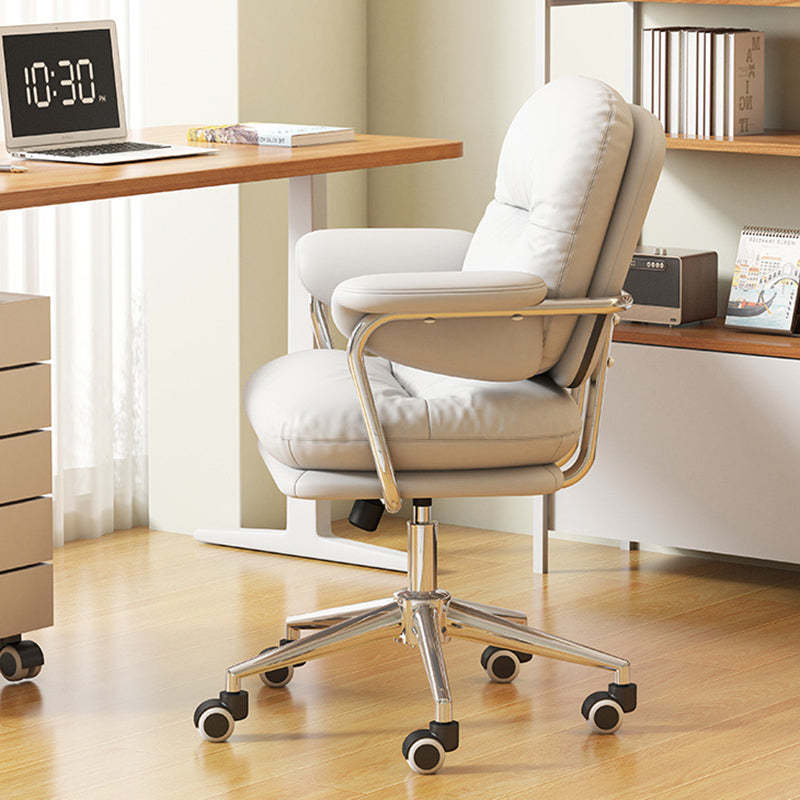 Nordic PU Leather Steel Desk Chair — White