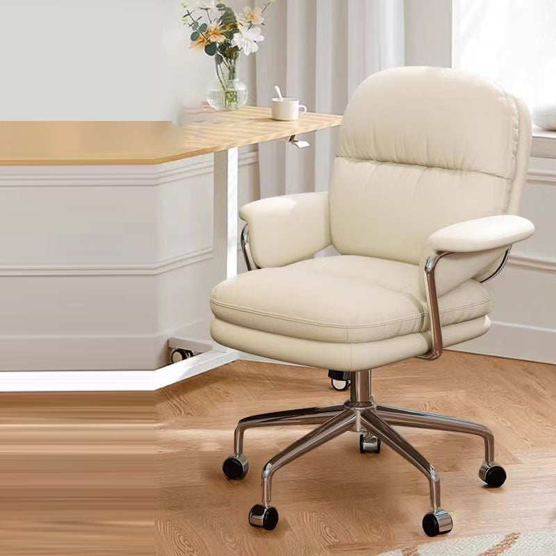 Nordic PU Leather Steel Desk Chair — Brown