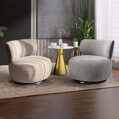 European Linen Wood Iron Sofa — Beige