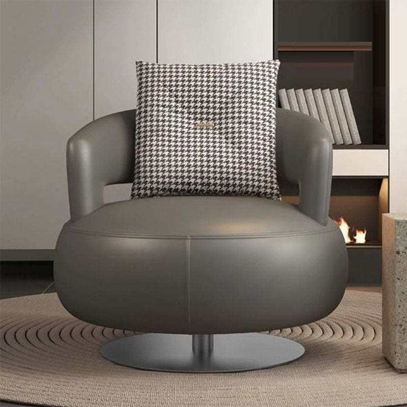 Modern Leather Wood Steel Accent Chair