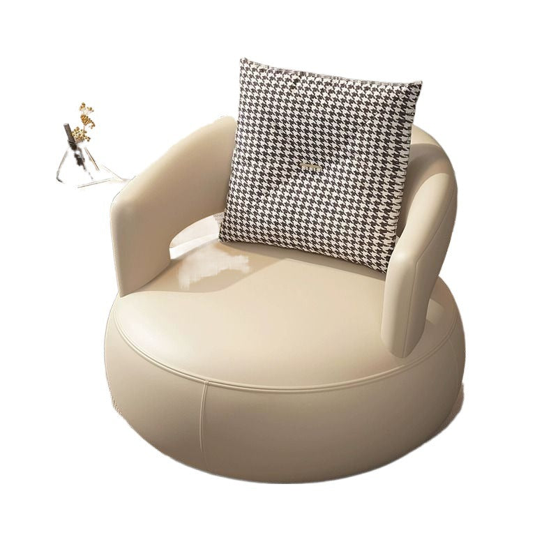 Modern Leather Wood Steel Accent Chair