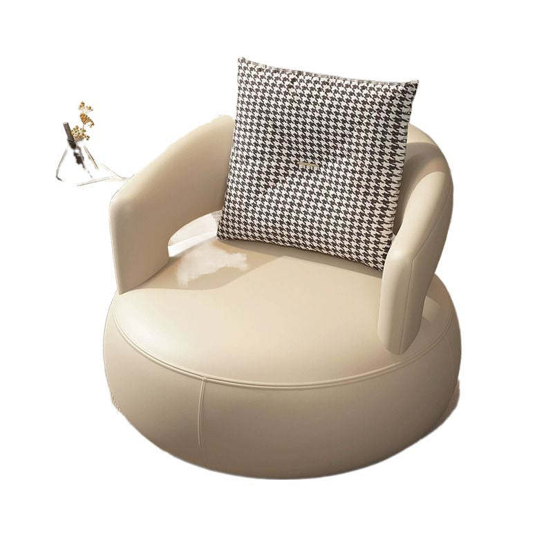 Modern Leather Wood Steel Accent Chair
