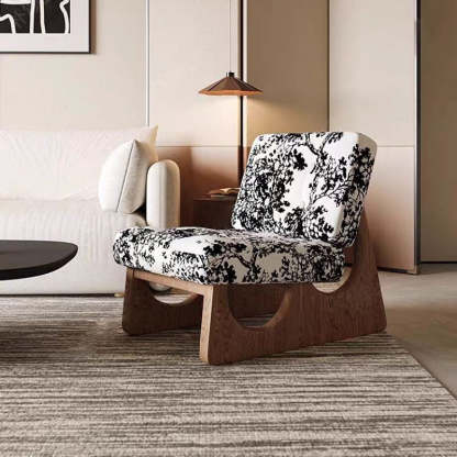 Retro Leather Wood Accent Chair