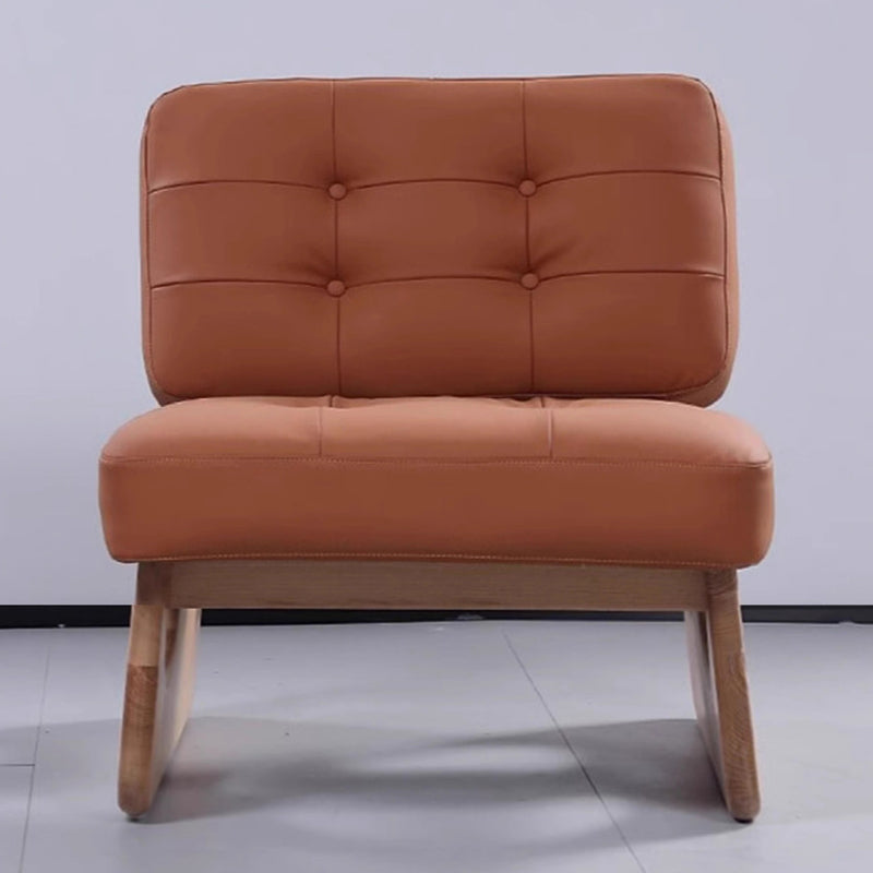 Retro Leather Wood Accent Chair