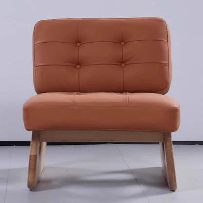 Retro Leather Wood Accent Chair
