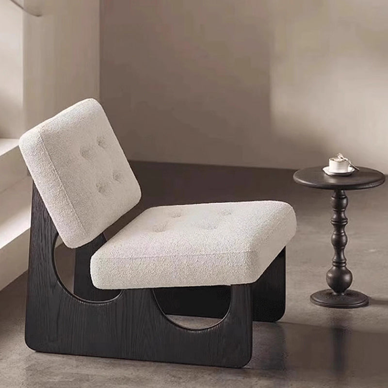 Retro Leather Wood Accent Chair