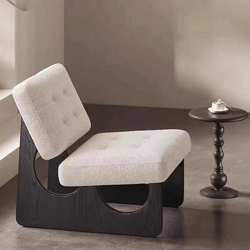 Retro Leather Wood Accent Chair
