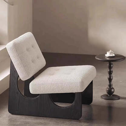 Retro Leather Wood Accent Chair