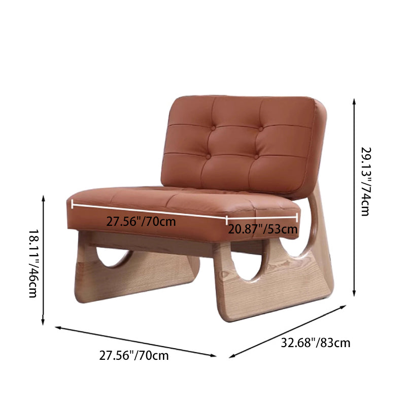 Retro Leather Wood Accent Chair — White