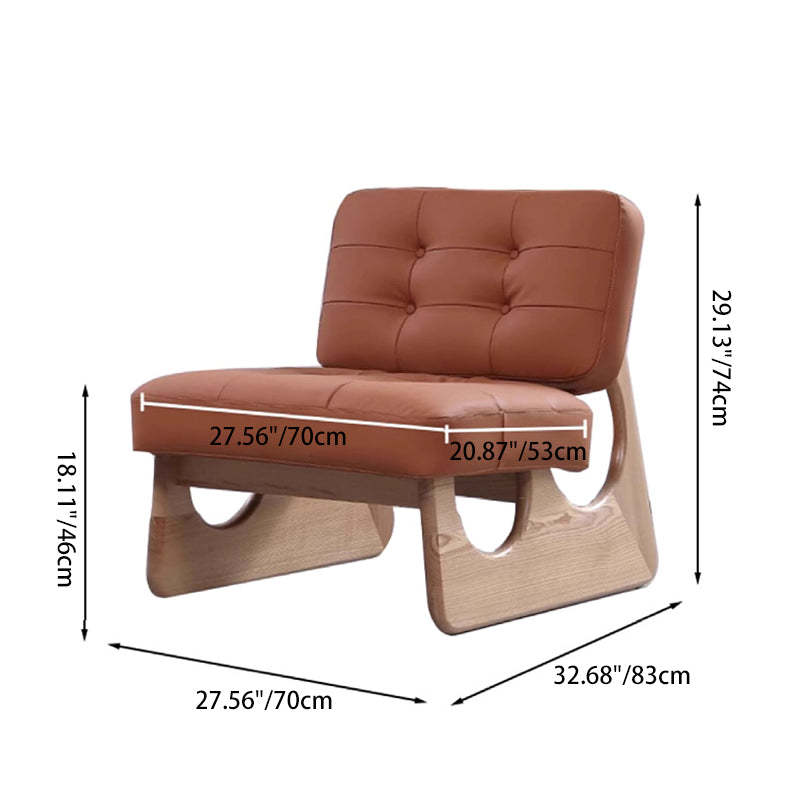 Retro Leather Wood Accent Chair — White